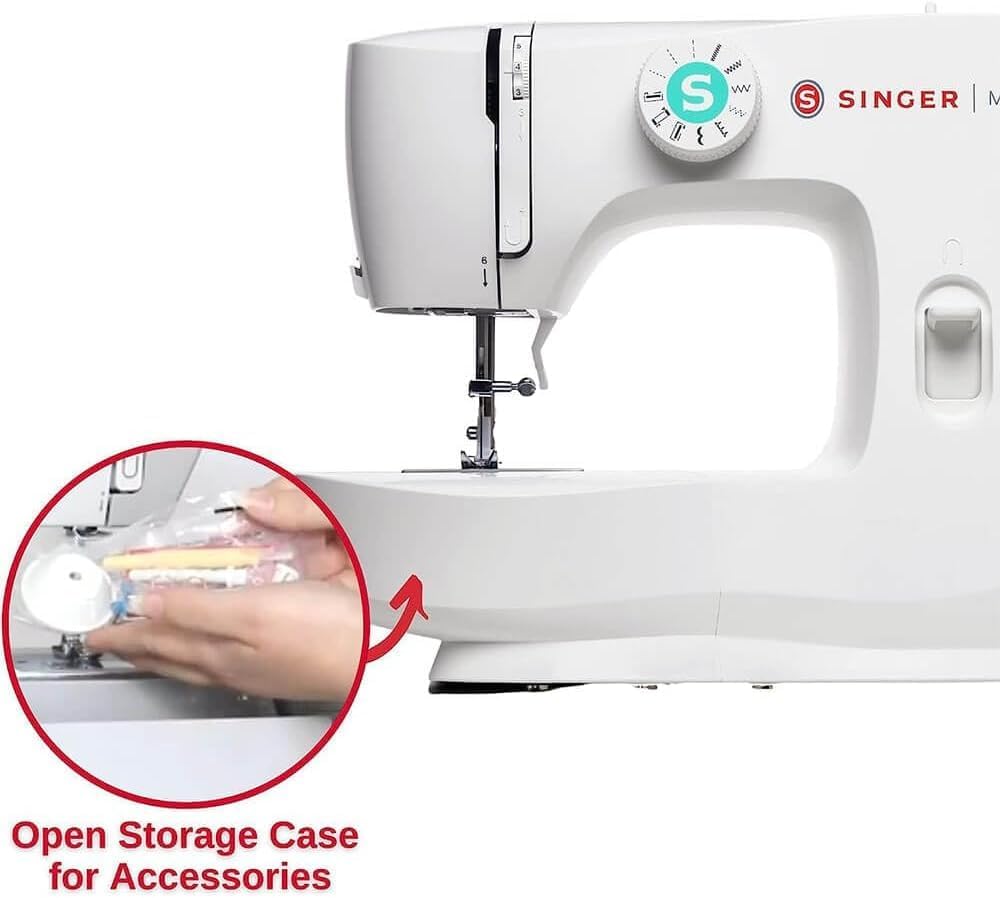 SINGER® M1500 Sewing Machine +Accessory Kit | 6 Built-In Stitches Deliver 57 Stitch Applications | Lightweight & Portable |LED Light & 4-step Buttonhole | Great for Quilting, Crafts & Mending