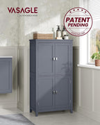 VASAGLE Floor Storage Cabinet, Freestanding Storage Unit with 4 Doors, Adjustable Shelves, 11.8 x 23.6 x 43.3 Inches, for Entryway, Bathroom, Slate Gray UBBC552G01