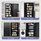 Metal Garage Storage Cabinet,Tall Black Cabinet with Doors and Adjustbale Shelves,Lockable Tool Cabinet for Garage,Basement,Home Office