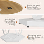 47.2" Round Dining Table for 4-6, Circle Kitchen Table with Open Storage Shelf, Modern Wooden Dinner Table with Metal Pedestal Base, Dining Room Tables for Kitchen Small Space, Natural Wood