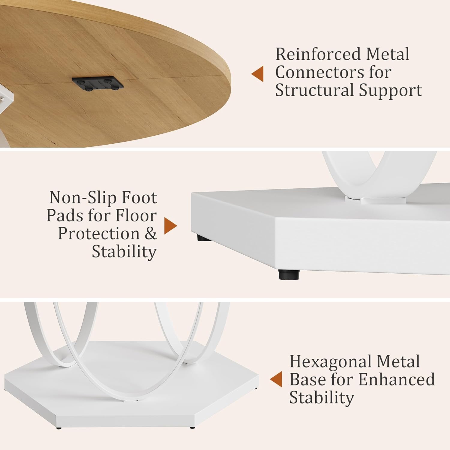 47.2" Round Dining Table for 4-6, Circle Kitchen Table with Open Storage Shelf, Modern Wooden Dinner Table with Metal Pedestal Base, Dining Room Tables for Kitchen Small Space, Natural Wood