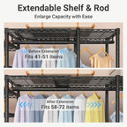 VIPEK X5 Extra Large Expandable Clothes Rack Adjustable from 7'8" to 10'5", Reach-in Closet Metal Clothing Racks Walk-in Freestanding Wardrobe Portable Closets, Black