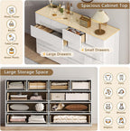10 Drawer White Dresser for Bedroom, 55" Long Dresser Chest of Drawers, Large High Gloss Modern Storage Cabinet with Big Drawers Handle Free, Living Room, Entryway, Hallway