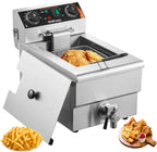 VEVOR Commercial Deep Fryer, 1500W Electric Countertop Fryer with Basket, 11.6Qt / 11L Stainless Steel Single Oil Fryer with Time & Temp Control, Overheat Protection, for Kitchen Restaurant Use