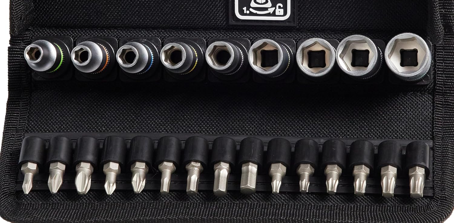 WERA 05004018001 8100 SA 8 Zyklop Metric Metal Ratchet Set with Switch Lever, 28 Piece, 1/4" Drive