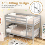 KOMFOTT Bunk Bed Twin Over Twin, Bed Frame w/Full-Length Guardrail & Integrated Ladder, Wood Bunk Bed for Small Space, Converts to 2 Individual Beds for Kids & Adults, No Box Spring Needed
