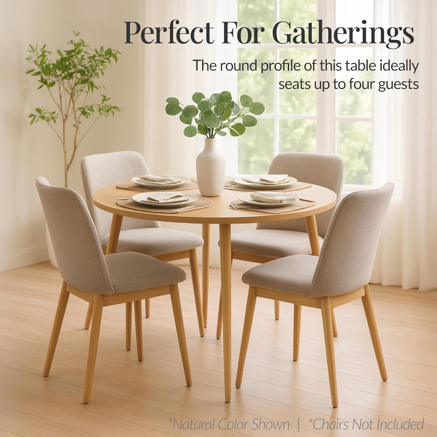 Best Choice Products Round 35.5in Dining Table for 4 w/Sturdy Wood Finish Steel Legs, Mid Century Modern, Space-Saving, Small Space Circle Dinette for Home, Kitchen, Apartment - Sage Green