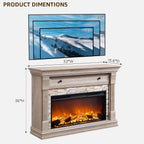 OKD 52" Farmhouse Electric Fireplace TV Stand with Mantel & Cabinet, 36" Freestanding Electric Fireplace Heater with Remote Control, Adjustable 3D Flame Effect, Light Rustic Oak