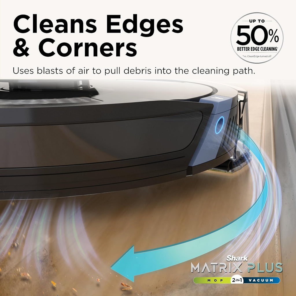 Shark Plus 2in1 Robot Vacuum & Mop with Sonic Mopping, Home Mapping, HEPA Bagless Self Empty Base, CleanEdge, for Pet Hair, WiFi, Black/Mocha, AV2630WA, for Carpets & Hardfloors