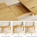 Extendable Dining Table for 6-8 People, 63 to 78.7 Inch Rectangular MDF Table, Farmhouse Rustic Style, Space-Saving Design for Dining Room, Kitchen, Meeting