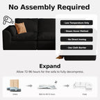 108'' Boneless Cloud couches for Livingroom,Sectional L-Shape Couch with Ottoman,3 Seater Convertible Modular Soft Sofa,White (Black)