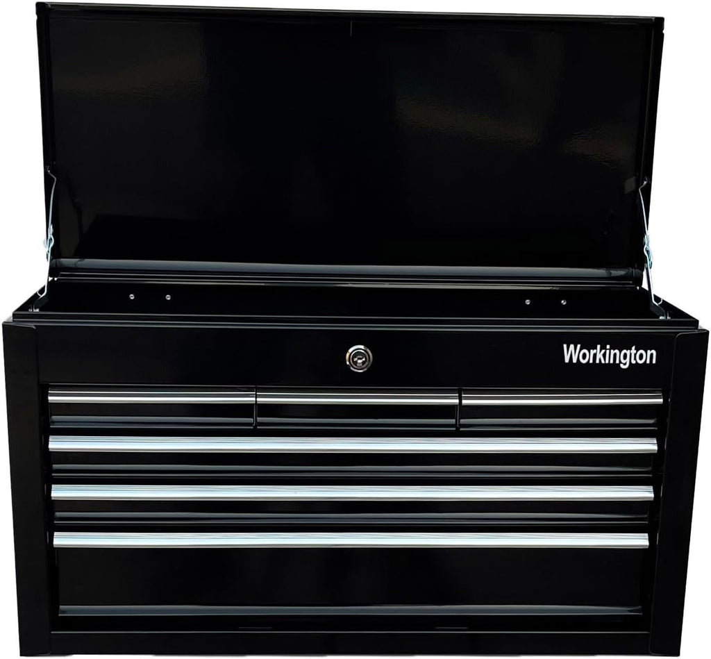 Workington Portable Metal Tool Chest with 6 Drawers, 24" 6-Drawer Tool Chest Cabinet with Ball Bearing Drawer Slides, Steel Tool Storage Box Organizer 4005 Black