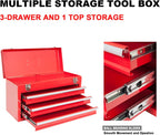 BIG RED ANTBD133-XB Torin 20.5" Portable 3 Drawer Steel Tool Box with Metal Latch Closure, Red