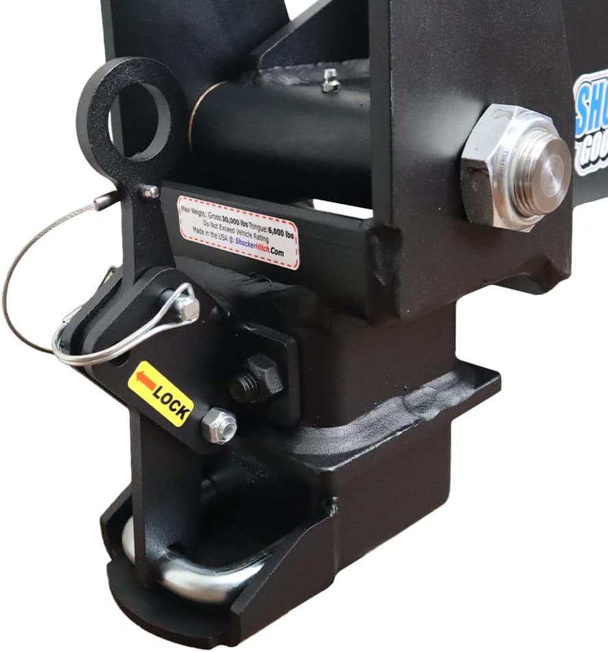 Shocker 30K Gooseneck Air Hitch & 9" Extension Shift Lock Coupler for 2-5/16" Ball, Round 4" Blank (No Pin Hole)