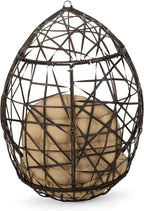 Christopher Knight Home Isaiah Indoor/Outdoor Wicker Tear Drop Hanging Chair (Stand Not Included), Multi-Brown and Tan