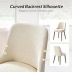 HULALA HOME Dining Chairs Set of 6, Ivory Fabric Upholstered Dining Room Chairs Set with Solid Wood Legs, Paded Back, Modern Kitchen Accent Chairs for Living Room Bedroom Reception