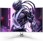 CRUA 32" Curved Gaming Monitor  144Hz/160Hz 4K UHD(3840 * 2160P) 1500R VA Screen  Supports AMD Freesync  120% sRGB  Built-in Speakers  RGB Lighting  Wall Mountable Installs(HDMI 2.1/DP 1.4)-White
