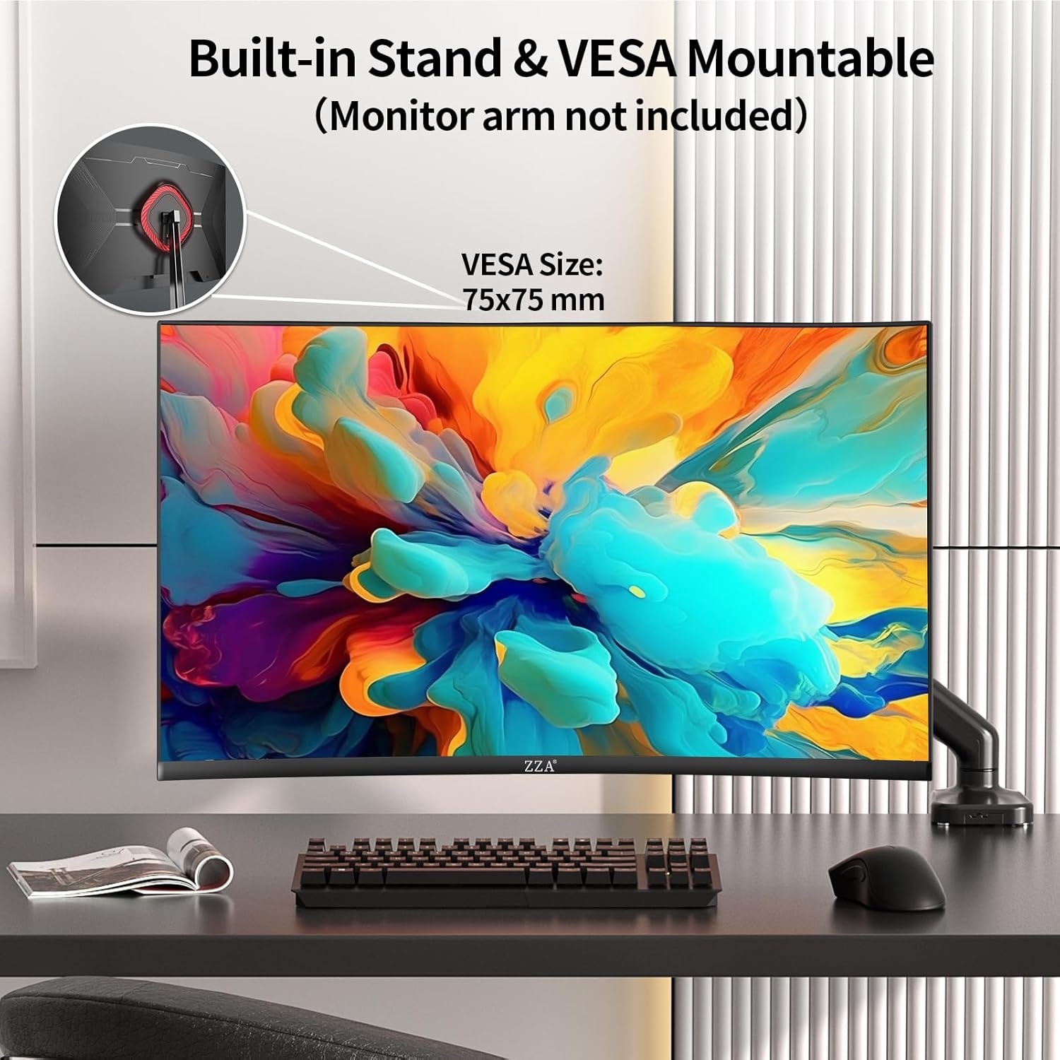 ZZA 27 Inch 4K Gaming Monitor Dual Mode UHD(3840x2160) 144Hz & FHD（1920 * 1080） 300Hz  Adaptive Sync HDMI 2.1 & DP 1.4  Tilt Adjustment PC Monitor  VESA  Black