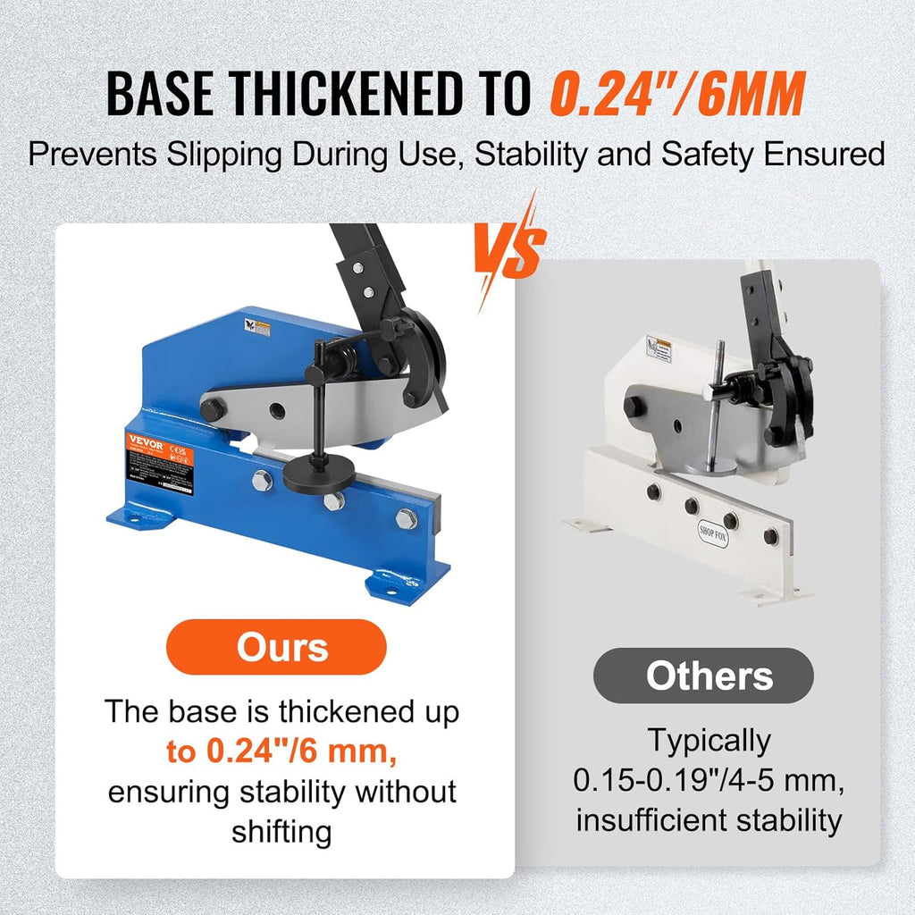 VEVOR Hand Plate Shear 8", Manual Metal Cutter Cutting Thickness1/4 Inch Thick Max, Metal Steel Frame Snip Machine Benchtop 7/16 Inch Rod, for Shear Carbon Steel Plates and Bars , Blue