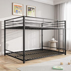 Full Over Full Bunk Beds, Metal Heavy Duty Full Size Bunk Beds for Kids, Full Size Bed Frmae for Boys and Girls,Loft Bed with Ladder and Guardrail for Small Spaces (Black)