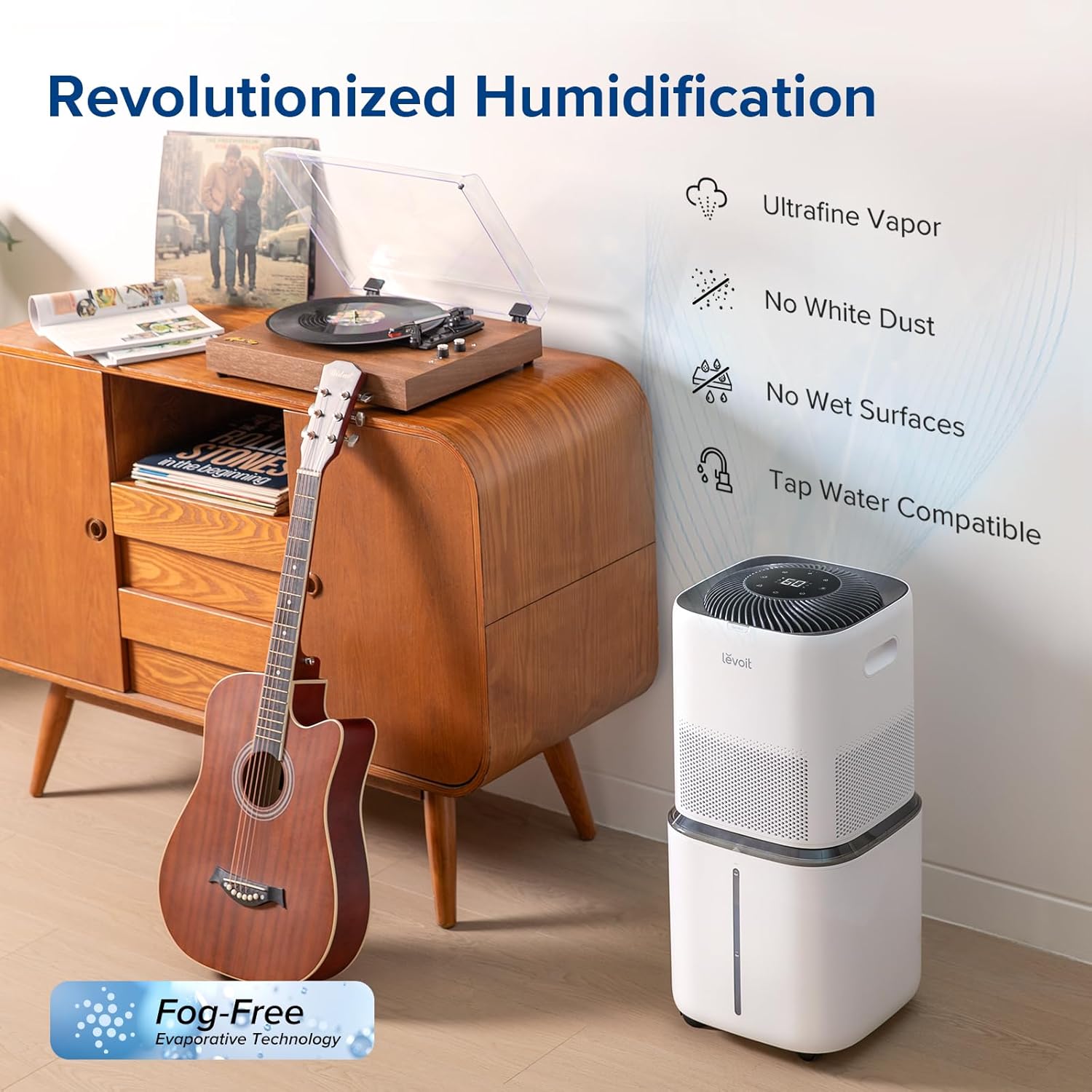 LEVOIT Superior 6000S Smart Evaporative Humidifiers for Home Whole House up to 3000ft², 6 Gal, Last 72-Hour, Premium Filter, Dry Mode, Wheels & Water Fill Hose & Foldable Storage - Quiet Sleep Mode