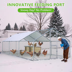 Large Chicken Coop Metal Chicken Run for Yard with Feeding Door Walk-in Chicken Pen for 20-30 Chickens Outdoor Poultry Cage with Anti-UV Cover Duck Rabbit House