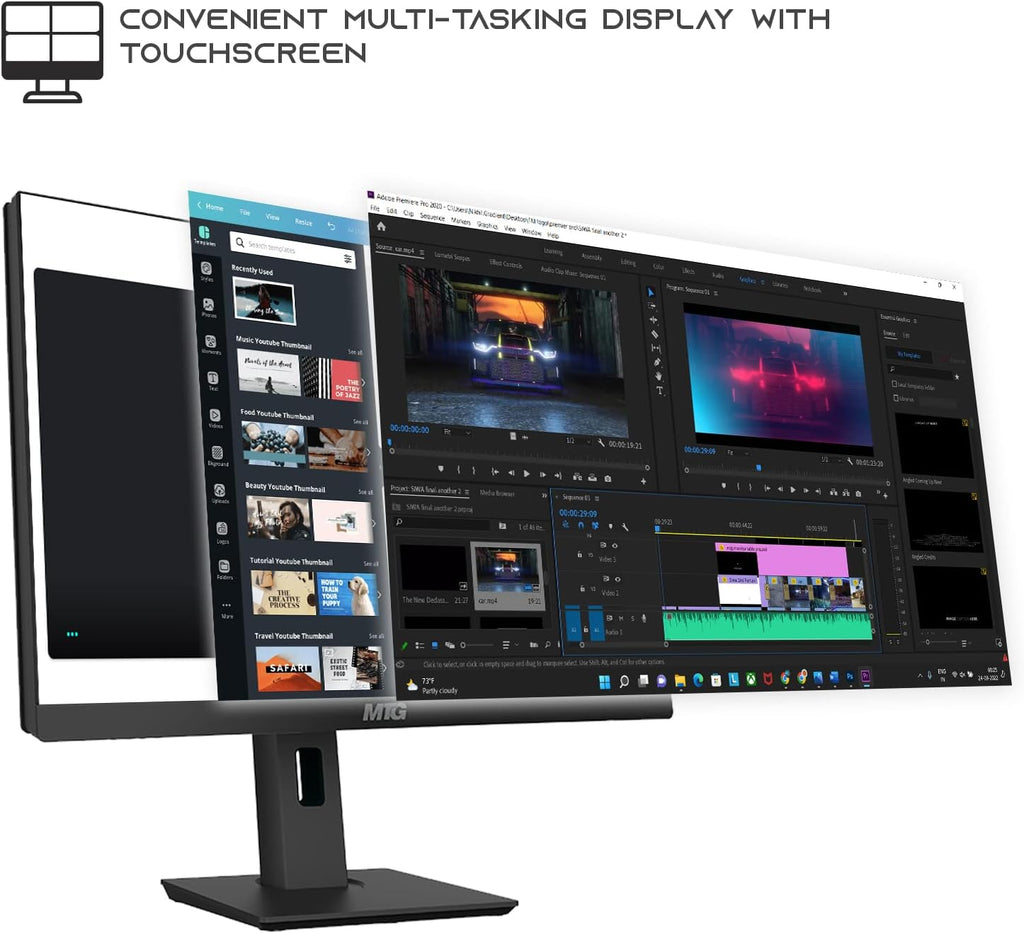 Gaming All in one PC 24 Inch FHD Touchscreen  MTG Yama  Intel Core i5 10th Gen  16GB RAM  1TB NVME  AMD RX 550 4GB DDR5 Graphics  Webcam  DVD RW  RGB Combo  Windows 11 Home
