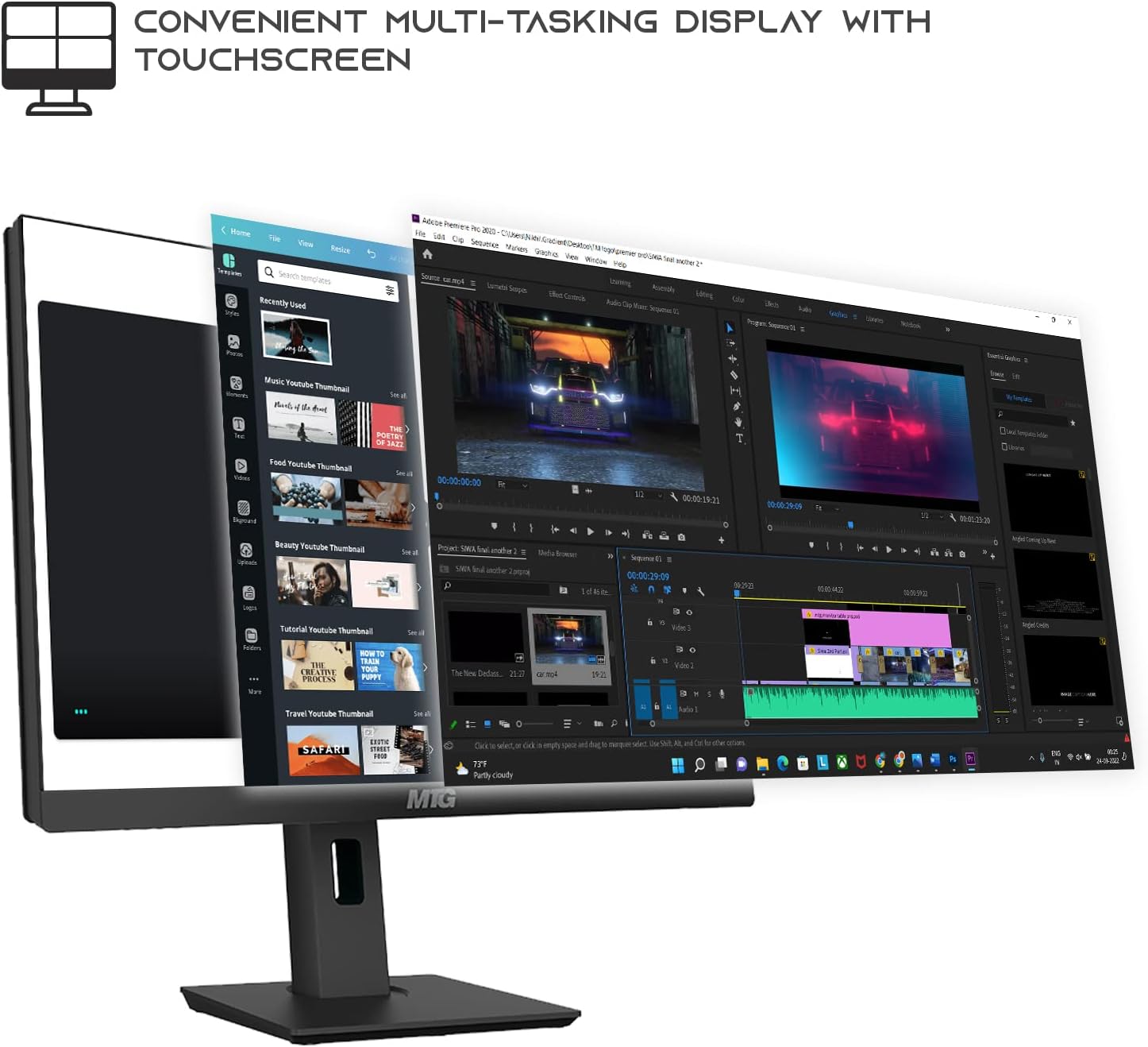 Gaming All in one PC 24 Inch FHD Touchscreen  MTG Yama  Intel Core i5 10th Gen  16GB RAM  1TB NVME  AMD RX 550 4GB DDR5 Graphics  Webcam  DVD RW  RGB Combo  Windows 11 Home
