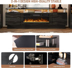 MXV 80" Fireplace TV Stand, Modern Entertainment Center & 36 Inch Electric Fireplace, Remote Control, LED Light, Fire Place Tv Stand for Living Room for TVs up to 90", Black + Black