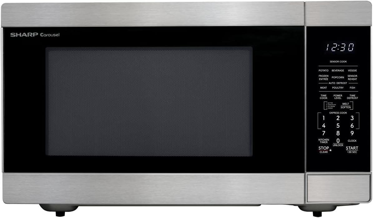 SHARP Countertop Microwave Oven with Removable 16.5" Carousel Turntable, 1200 Watt, 2.2 Cubic Feet, Stainless Steel
