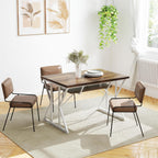 HOMCOM 47"-63" Expandable Dining Table for 4-6 People, Farmhouse Dinner Table with Heavy Duty Metal Trestle Base, Rectangle Kitchen Desk, Distressed Brown