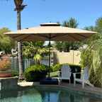 PURPLE LEAF 9' X 12' Cantilever Outdoor Umbrellas Large Patio Umbrella Hanging Double Top Rectangle Offset Umbrella with 360°Rotation Tilting Umbrella Outdoor Patio  Taupe