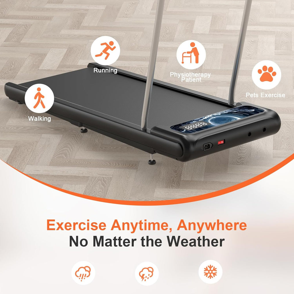 HCOIW Walking Treadmill Pad with Incline - Portable Under Desk Treadmill, Walking Mat Pad with Handle Bar, 2.5HP Low Noise, 2 in 1 Treadmills for Home Office, Remote Control with LED