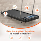 HCOIW Walking Treadmill Pad with Incline - Portable Under Desk Treadmill, Walking Mat Pad with Handle Bar, 2.5HP Low Noise, 2 in 1 Treadmills for Home Office, Remote Control with LED