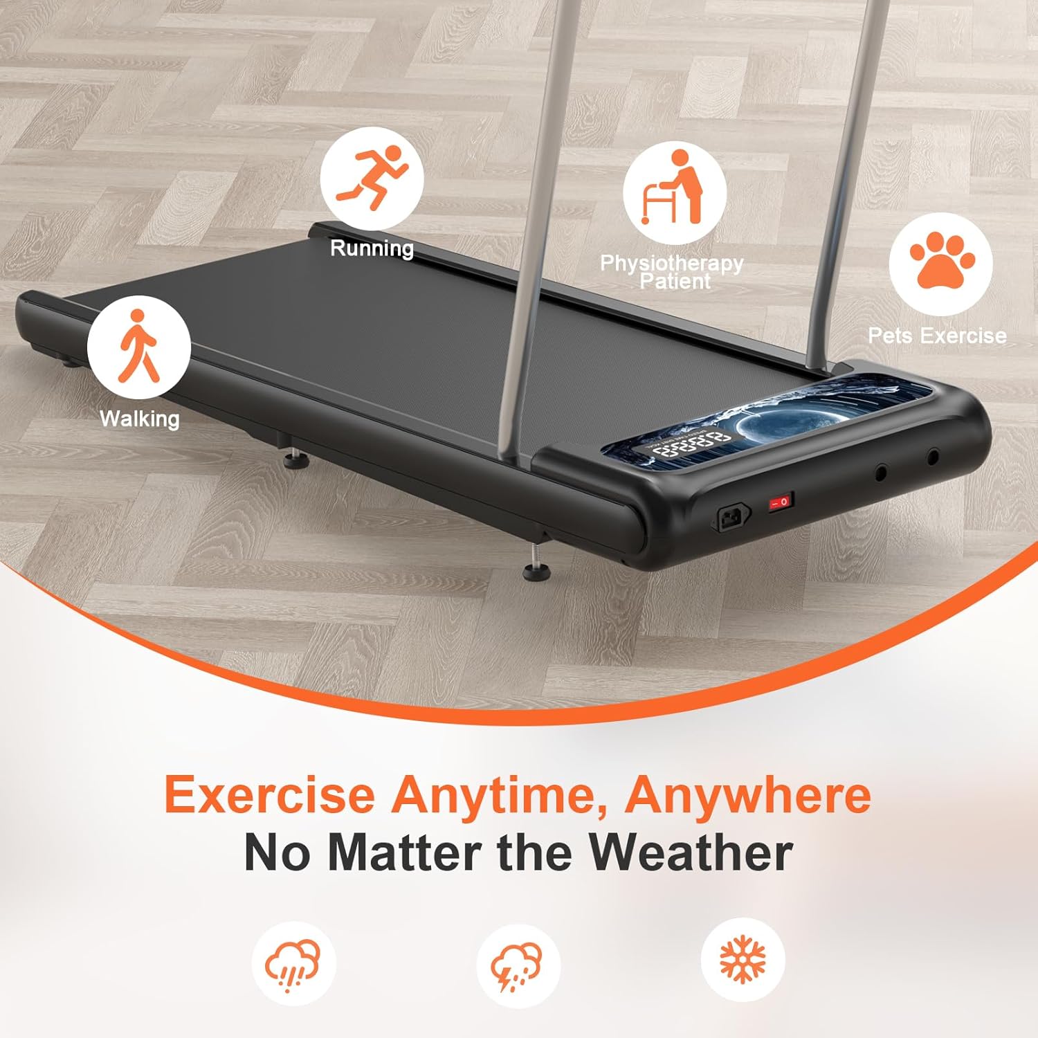 HCOIW Walking Treadmill Pad with Incline - Portable Under Desk Treadmill, Walking Mat Pad with Handle Bar, 2.5HP Low Noise, 2 in 1 Treadmills for Home Office, Remote Control with LED