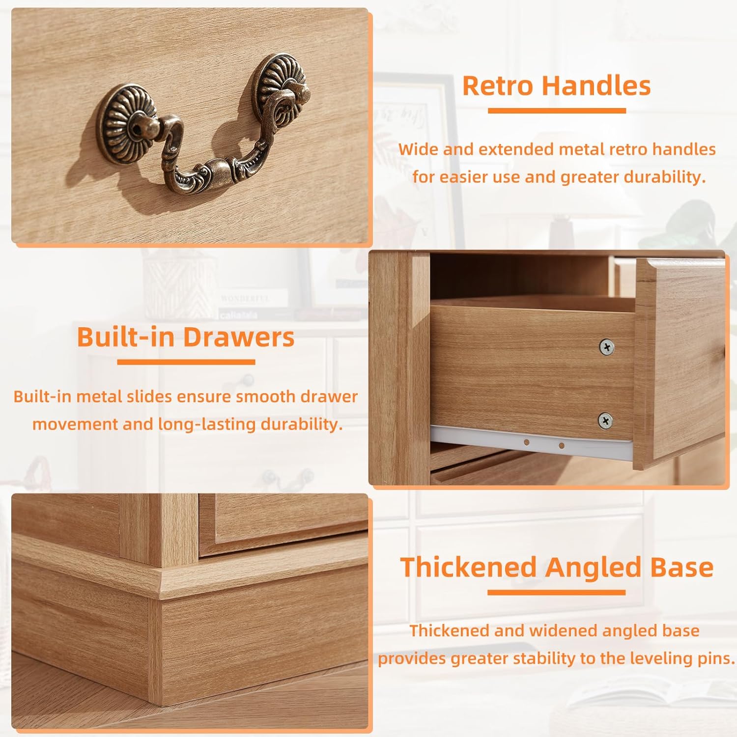 Farmhouse 7 Drawer Dresser for Bedroom,57" Wide Wood Rustic Chest of Drawers,Farmhouse Chest of Drawers for Bedroom,Wood Drawer Organizer for Bedroom,Hallway,Natural