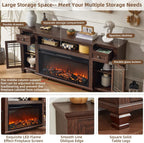 70" Fireplace TV Stand with 36”Silent Electric Fireplace, Farmhouse Entertainment Center for TVs up to 80", 2 Drawers TV Console with Glass Door Cabinet, Walnut TVs Cabinet for Living Room