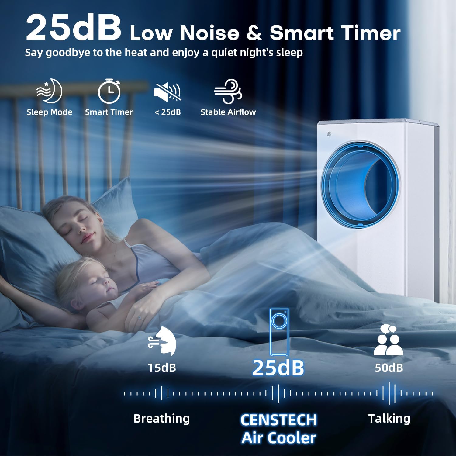 Windowless Portable Air Conditioner, 30" Evaporative Air Cooler w/Dual Tanks for 24H Cooling, 4 Modes & 3 Speeds, 28FT Remote&Timer, 360° Rotation Swamp Cooler Air Conditioner for Bedroom