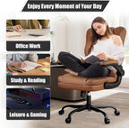 Ergonomic Office Chair with Flip-up Armrests 300lbs,Middle- Tall Computer Office Desk Chair with Lumbar Support,Executive PU Leather Chair with Rocking Function Adjustable Height for Home Office