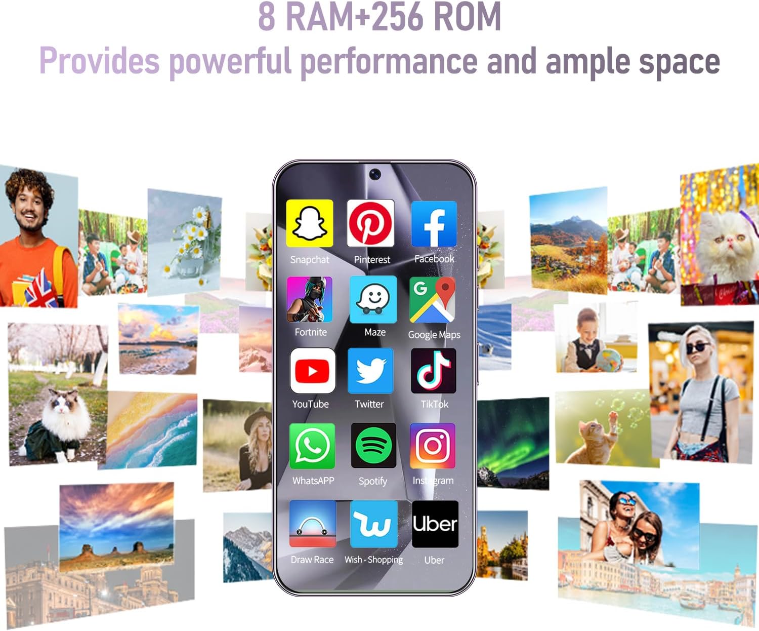 I24 Ultra Unlocked Phone 8GB+256GB Android Cell Phone 7 inch HD Screen Mobile Phone 108MP+48MP Camera 6800 mAh Extra Large Battery 5G Dual SIM (Titanium Purple)