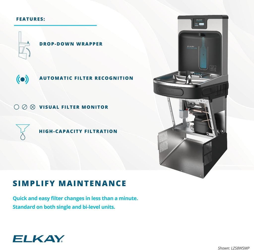 Elkay LZS8WSLP EZH2O Filtered Fountain & Bottle Filling Station, Lt. Gray, 120V