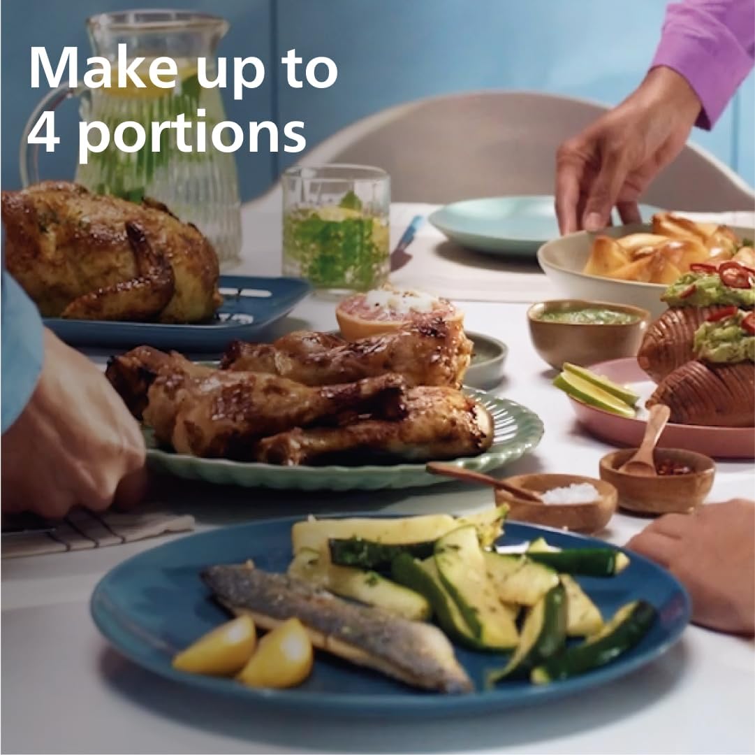 Philips Dual Basket Air Fryer 3000 Series — 8-in-1 functions, 9.5 Quarts, 2 Drawers, Auto-sync Cooking Time, 90% Less Fat, Rapid Air Technology, HomeID Recipe App, Dishwasher Safe, Black (NA351/00)