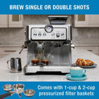 Kenmore Espresso Machine – Automatic Coffee Maker with Manual Tamper, Auto Cleaning, Milk Steamer & Frother, Bean Grinder, Brew Professional Barista Style Cappuccino, Café Latte