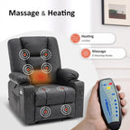 MCombo Power Lift Recliner Chair for Elderly, Lift Chair with Heat and Massage, USB Ports, Cup Holders, Faux Leather 7519 (Medium, Dark Grey)