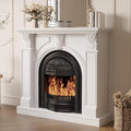 BLANKSPACE 48" Electric Fireplace with Mantel, Tv Stand with Black Birdcage Fire Place Heater and Carved Square Column Design Design for Living Room, Bedroom