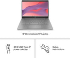 HP Chromebook 14 Home and Student Laptop 14" HD Antiglare Intel Celeron N4500 4GB RAM 64GB Storage Type-C Wi-Fi6 Long Battery Life Fast Charging ICP Hub