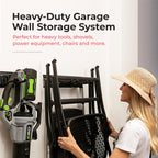 TIDYME Garage Tool Organizer Wall Mount - 80 inches - Sturdy Storage Rack with Adjustable Hooks, Anti-Rust - Easy Installation, 500lbs Capacity - Garden Tool Organizer (05 Racks & 10 Hooks)