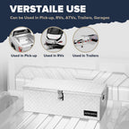 ARKSEN 30 x 13 x 10 Inch Diamond Plate Truck Bed Tool Box, Heavy Duty Waterproof Aluminum Toolboxes Storage Chest with Side Handle & Lock for Pickup Truck Bed, RV & Trailer – Silver
