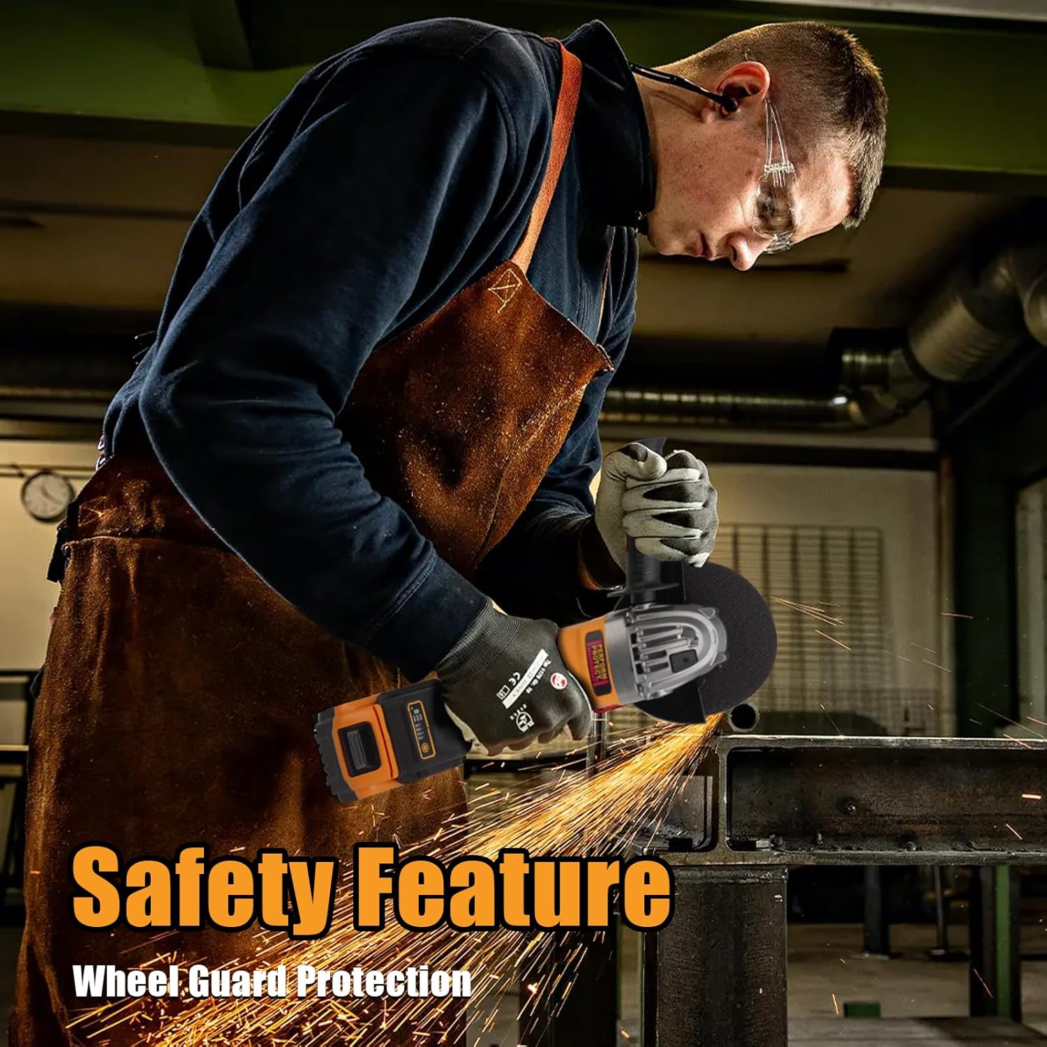 Cordless Angle Grinder Compatible with DeWalt 20V MAX Battery, 8000 RPM Brushless Motor, 3 PCS 4-1/2" Blades for Cutting, Griding, Polishing (Tool Only) (Yellow)