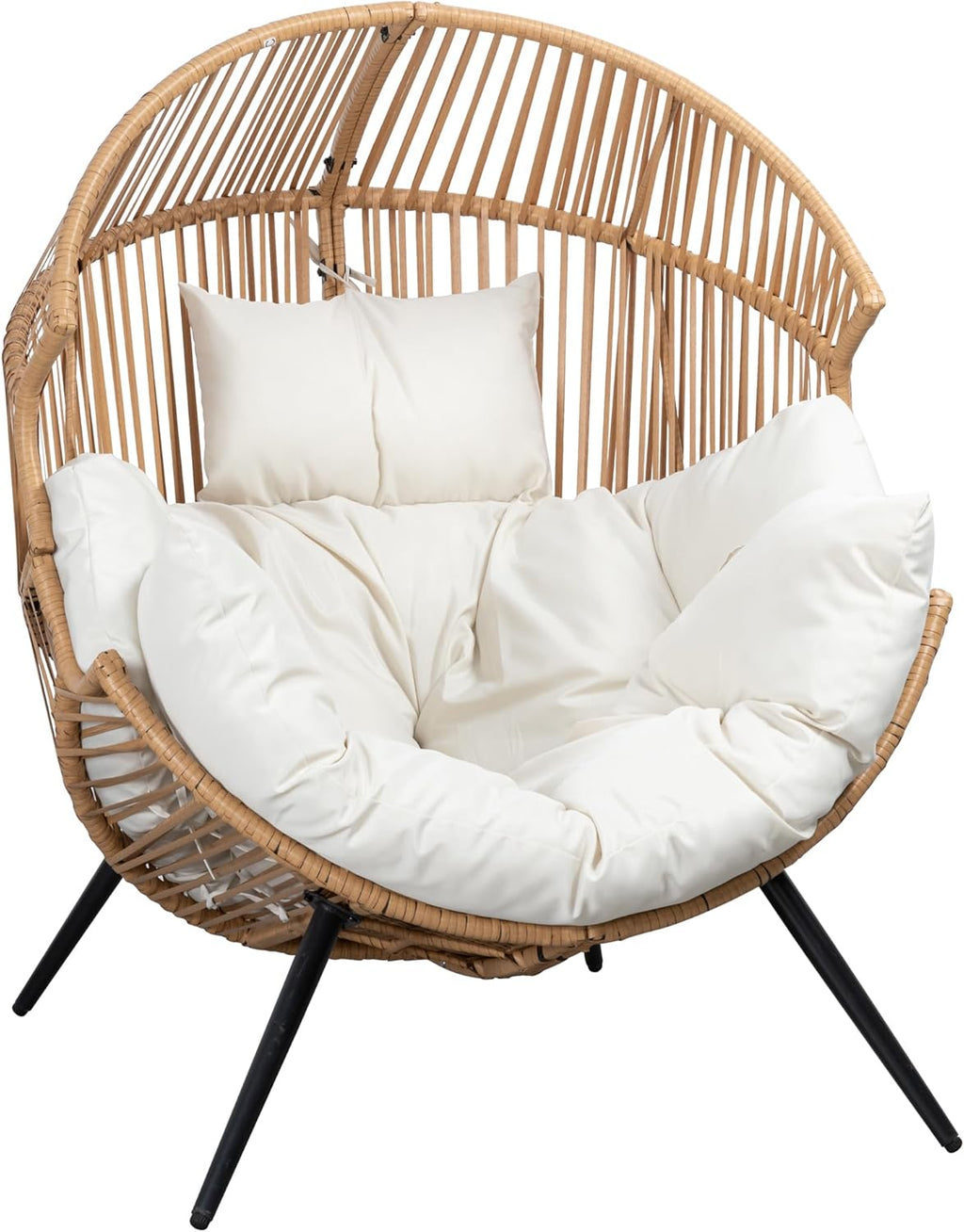 Shintenchi Wicker Egg Chair Outdoor Rattan Patio Chair with Cushion Oversized Patio Lounge Chairs with Cushion Egg Basket Chair  Egg Seat for Indoor Living Room Bedroom Outside Patio Backyard Balcony